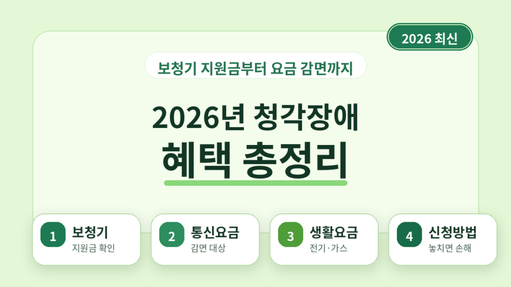2026년 청각장애 혜택 총정리 보청기 지원금부터 요금 감면까지