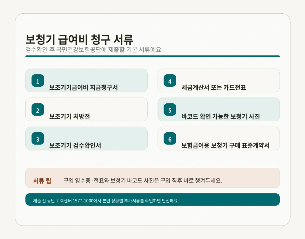 보청기 지원금 급여비 청구 서류 체크리스트