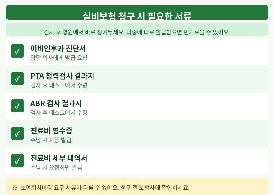 청각장애 진단 비용 실비보험 청구 서류