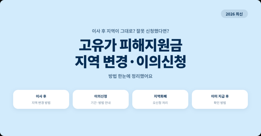 고유가 피해지원금 지역 변경 이의신청 방법 이사 후 처리 정리