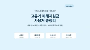 2026년 고유가 피해지원금 사용처와 사용기한 제한업종을 정리